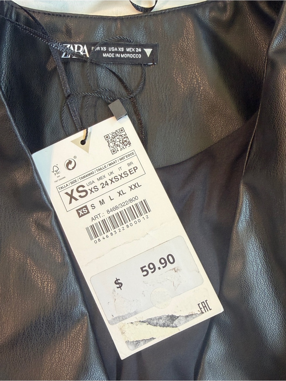 ZARA DRAPED FAUX LEATHER DRESS - Picture 10 of 11